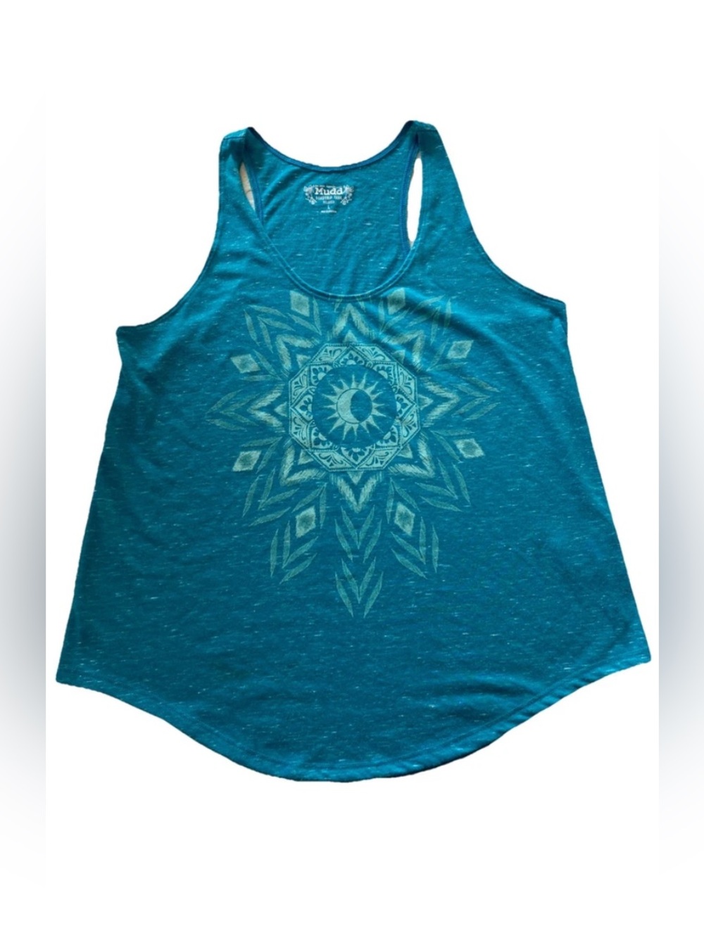 Mudd Teal Graphic Racerback Tank